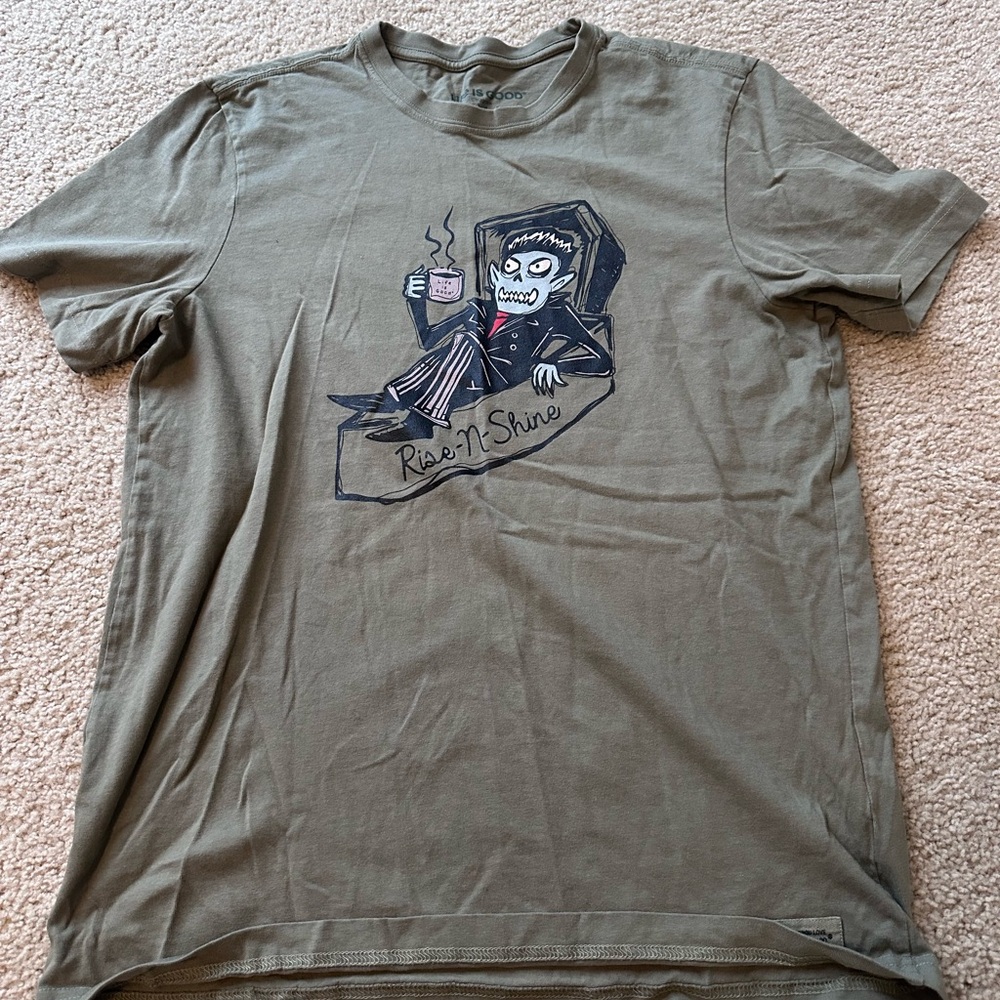 Life Is Good Olive Green Graphic Tee